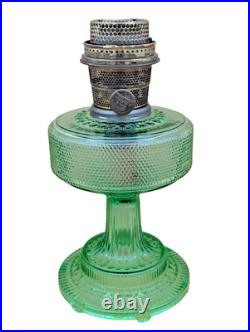 Aladdin Model B Colonial Oil Lamp Green Crystal with Original Nu-Type Burner