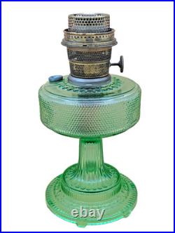 Aladdin Model B Colonial Oil Lamp Green Crystal with Original Nu-Type Burner