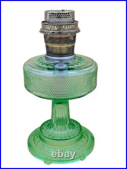 Aladdin Model B Colonial Oil Lamp Green Crystal with Original Nu-Type Burner