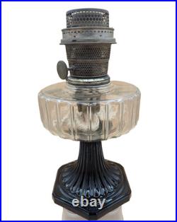 Aladdin Model B Corinthian Oil Lamp Clear/Black Original Burner Excellent