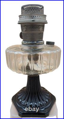 Aladdin Model B Corinthian Oil Lamp Clear/Black Original Burner Excellent