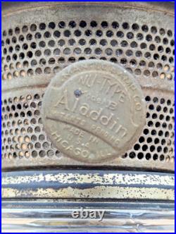 Aladdin Model B Corinthian Oil Lamp Clear/Black Original Burner Excellent