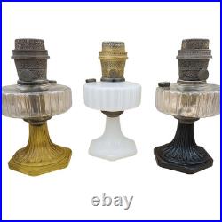 Aladdin Model B Corinthian Oil Lamp Clear/Black Original Burner Excellent