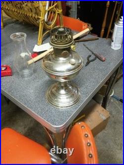 Aladdin Model B No. 11 Kerosene Oil Lamp Base, Silver Metal (No Chimney)