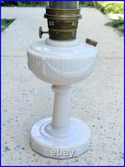 Aladdin Model B Pink Alacite Lincoln Drape Oil Lamp