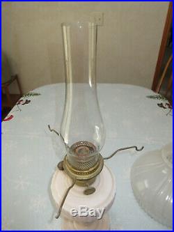 Aladdin Model B Tall Lincoln Drape Kerosene Table Lamp Alacide Milk Glass