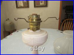 Aladdin Model B Tall Lincoln Drape Kerosene Table Lamp Alacide Milk Glass