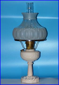 Aladdin Model B Tall Lincoln Drape Kerosene Table Lamp Alacide Milk Glass 1940's