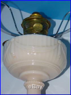 Aladdin Model B Tall Lincoln Drape Kerosene Table Lamp Alacide Milk Glass 1940's