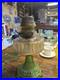 Aladdin Model B Uranium Glass Oil Lamp Green Base Hexagonal Ribbed Design