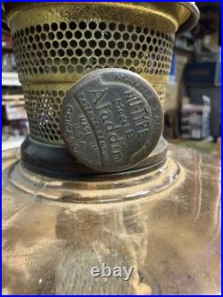 Aladdin Model B Uranium Glass Oil Lamp Green Base Hexagonal Ribbed Design