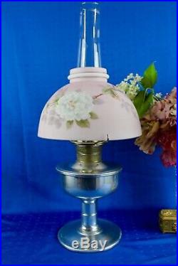 Aladdin Model C Aluminum Font Oil Table Lamp WithHand Painted Shade