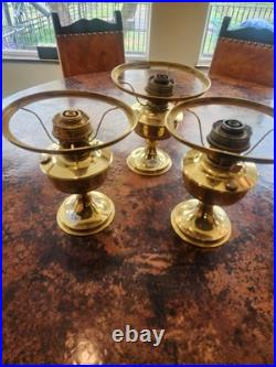 Aladdin Model No. 23 Lot Of 3 Brass Oil Lamps