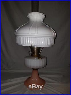 Aladdin Moonstone Corinthian Model 126-B Kerosene Lamp Opal & Rose Orig. Shade
