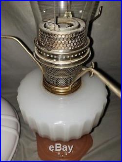 Aladdin Moonstone Corinthian Model 126-B Kerosene Lamp Opal & Rose Orig. Shade