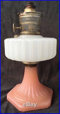Aladdin Moonstone Corinthian Model 126-B Kerosene Lamp Opal & Rose Perfect