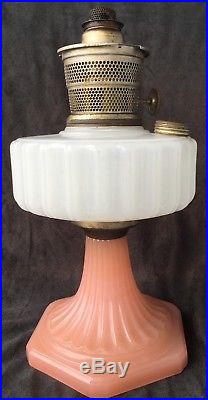 Aladdin Moonstone Corinthian Model 126-B Kerosene Lamp Opal & Rose Perfect