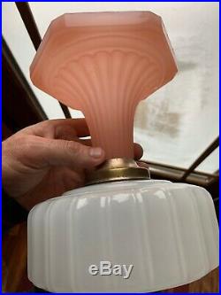 Aladdin Moonstone Corinthian Model B Kerosene Oil Lamp Base Pink And White a028