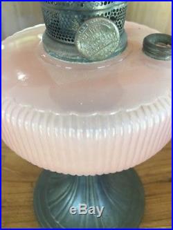 Aladdin Moonstone Queen Rose Kerosene Lamp Oil Lamp Rare Mint Glass Model B