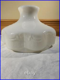 Aladdin N201 Opal White Beaded Drape & Ribbon Glass Kerosene Oil Lamp Shade 10