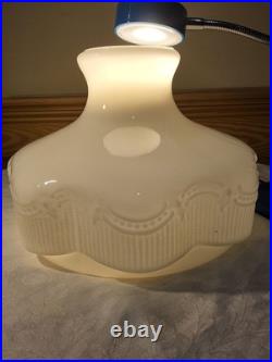 Aladdin N201 Opal White Beaded Drape & Ribbon Glass Kerosene Oil Lamp Shade 10