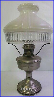 Aladdin Nickel Model #12 Kerosene Oil Lamp with 10 Glass Shade