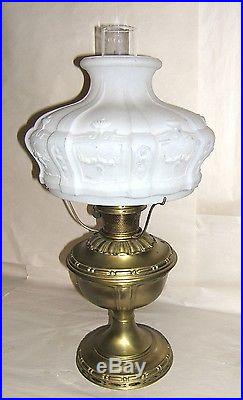 Aladdin No 7 Brass Table Lamp with White Glass Shade