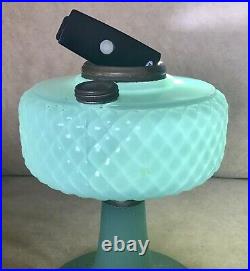 Aladdin Nu-Type Model B-86 Moonstone Diamond Quilt Oil Lamp Jadeite