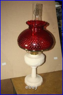 Aladdin Nu-Type Model B Alacite Lincoln Drape Lamp-Lox-On Chimney- Hobnail Shade