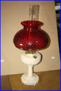 Aladdin Nu-Type Model B Alacite Lincoln Drape Lamp-Lox-On Chimney- Hobnail Shade