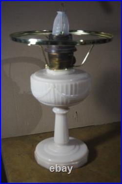 Aladdin Nu-Type Model B Alacite Lincoln Drape Lamp-Lox-On Chimney- Hobnail Shade