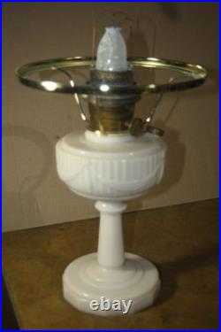 Aladdin Nu-Type Model B Alacite Lincoln Drape Lamp-Lox-On Chimney- Hobnail Shade
