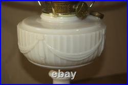 Aladdin Nu-Type Model B Alacite Lincoln Drape Lamp-Lox-On Chimney- Hobnail Shade