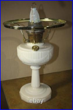 Aladdin Nu-Type Model B Alacite Lincoln Drape Lamp-Lox-On Chimney- Hobnail Shade