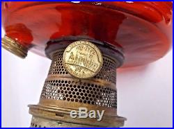 Aladdin Nu Type Model B Burner Ruby Red Beehive Oil Kerosene Lamp Amberina Foot