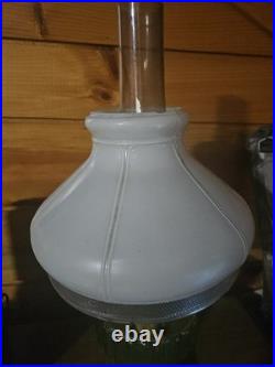 Aladdin Nu-Type Model B Green Glass Oil Lamp with Round White Shade