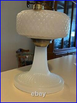 Aladdin Nu-Type Model B White Diamond Quilt Moonstone Kerosene Oil Lamp