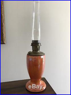 Aladdin Oil Kerosene Model 12 Crown Devon Orange Lustre Vase Lamp