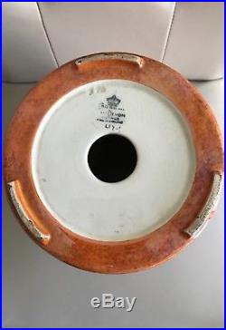 Aladdin Oil Kerosene Model 12 Crown Devon Orange Lustre Vase Lamp