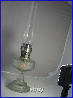 Aladdin Oil Lamp 1933 Hobnail Colonial 104 clear crystal Model B Burner chimney