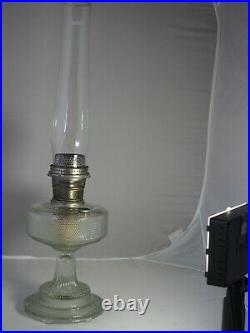 Aladdin Oil Lamp 1933 Hobnail Colonial 104 clear crystal Model B Burner chimney