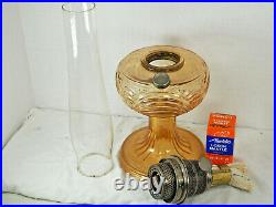 Aladdin Oil Lamp 1939 Amber crystal Rnd base short Washington Drape Model B-41