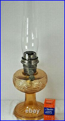 Aladdin Oil Lamp 1939 Amber crystal Rnd base short Washington Drape Model B-41