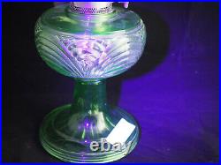 Aladdin Oil Lamp 1939 Green crystal Rnd base Washington Drape Model B-40 UV Glo