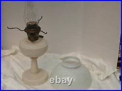 Aladdin Oil Lamp 1940 Alacite glass Tall Lincln drape B Burner shade Au chimney