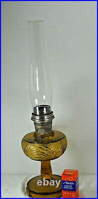 Aladdin Oil Lamp 1940 Amber Crystal plain stem Washington Drape Model B-55