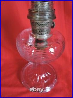 Aladdin Oil Lamp Clear Crystal Beehive Glass Oil Lamp Nu-Type Model Burner