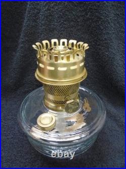 Aladdin Oil Lamp Clear Shelf Font 23 Brass Burner New Wick and Heelless Chimney