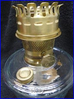 Aladdin Oil Lamp Clear Shelf Font 23 Brass Burner New Wick and Heelless Chimney