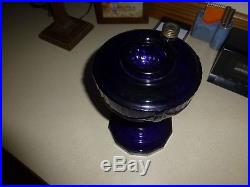 Aladdin Oil Lamp Cobalt Blue Crystal Art Glass Draped Bowl Twelve-sided foot